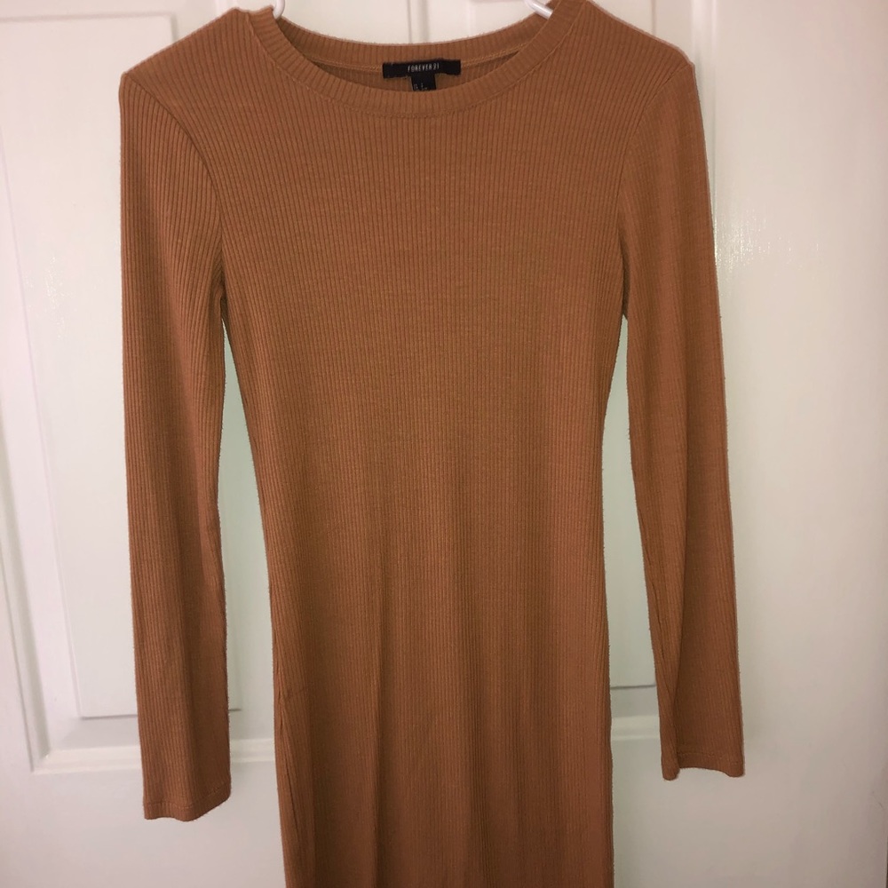 Tan long sleeve bodycon dress size small